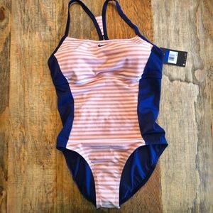 New Nike Blue Stripe One piece racer back